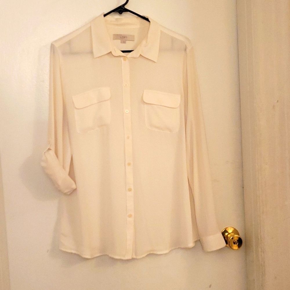 Loft Ivory Button-up Blouse